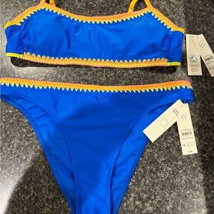 No Boundaries Royal Blue Bikini with Yellow and Pink Trim